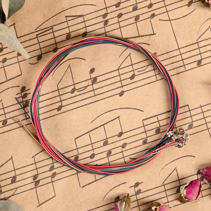 Струны для акустической гитары Music Life 6 шт., разноцветные Струны для акустической гитары Music Life 6 шт., разноцветные