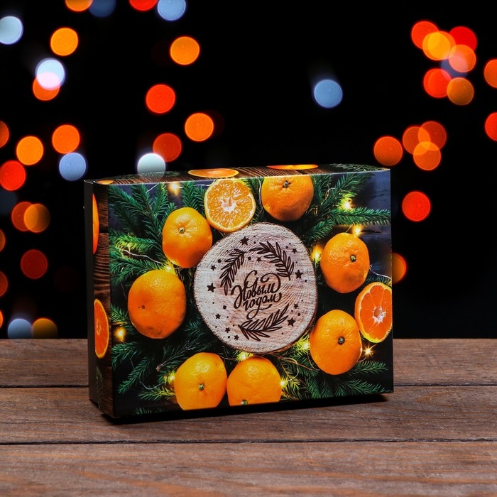 Новый год. Коробка подарочная новогодняя складная, Новый год. Коробка подарочная новогодняя складная, "С праздником", 16,5 х 12,5 х 5,2 см