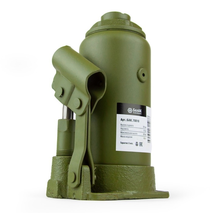 Домкрат гидравлический  Домкрат гидравлический "БелАК" ECO БАК.70018, подъем/подхват 385/200 мм, 12 т