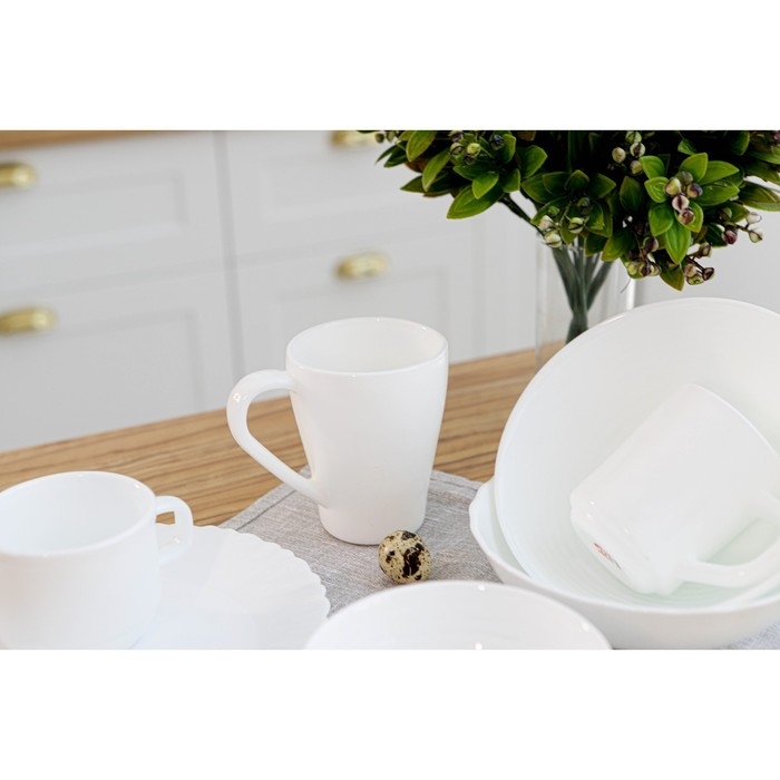 Кружка Доляна «Грация», 350 мл, стеклокерамика, цвет белый