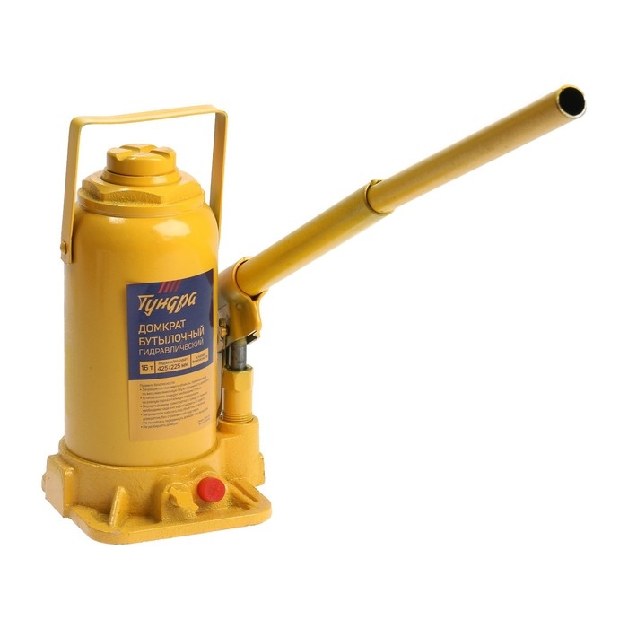 Домкрат бутылочный гидравлический ТУНДРА, второй клапан, подъем/подхват 425/225 мм, 16 т Домкрат бутылочный гидравлический ТУНДРА, второй клапан, подъем/подхват 425/225 мм, 16 т