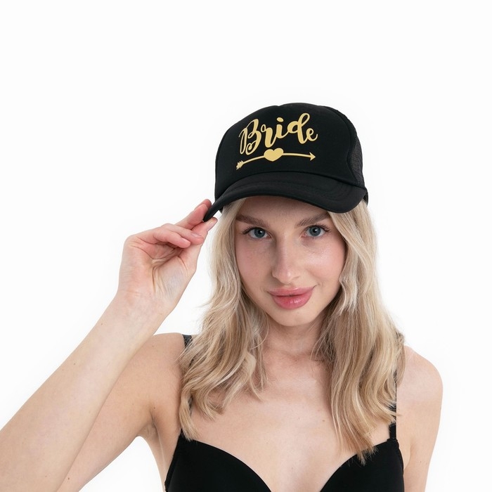 Кепка для девичника Bride, цвет чёрный, карнавальный аксессуар Кепка для девичника Bride, цвет чёрный, карнавальный аксессуар