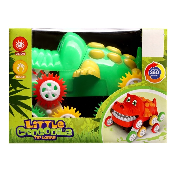 Машинка-перевёртыш «Крокодил», работает от батареек, цвет зеленый
