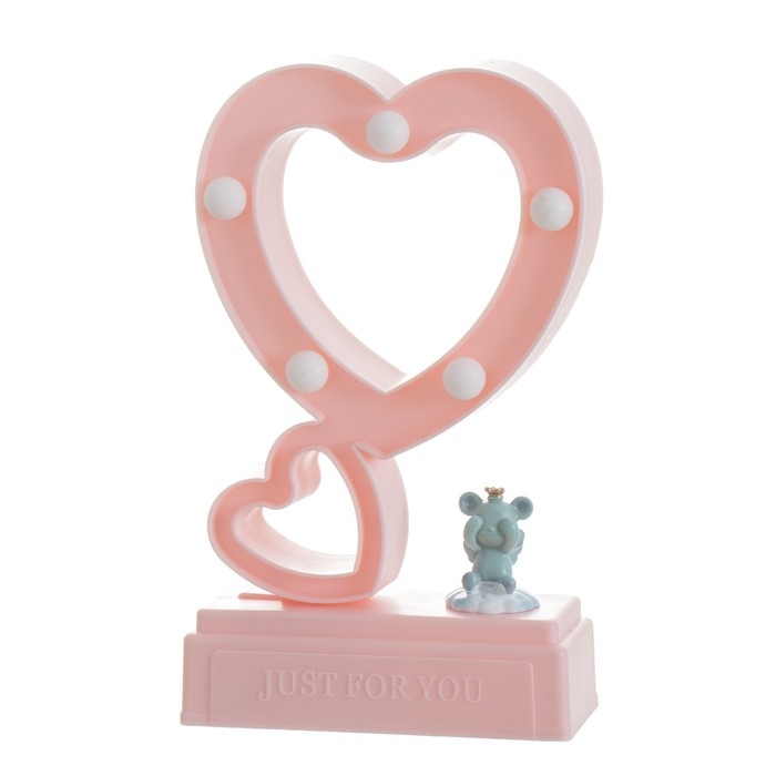 Ночник Ночник "Сердца" 5хLED 4000К 2хАА розовый 20х12х5,5см RISALUX