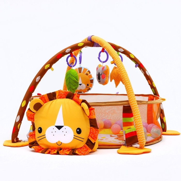 Развивающий коврик 3 в 1 «Лев», 68x68 см, 30 цветных шариков, 4 игрушки, Крошка Я Развивающий коврик 3 в 1 «Лев», 68x68 см, 30 цветных шариков, 4 игрушки, Крошка Я