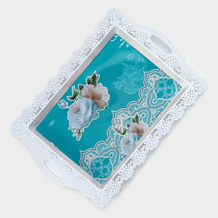 Поднос пластиковый прямоугольный «Ажурная кайма», 35×24×2 см, цвет МИКС Поднос пластиковый прямоугольный «Ажурная кайма», 35×24×2 см, цвет МИКС