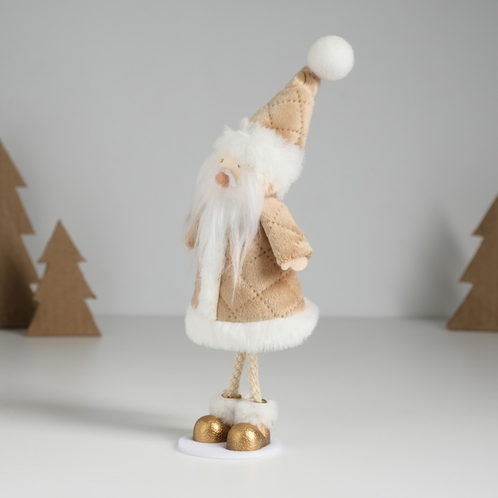Сувенир текстиль  Сувенир текстиль "Дед Мороз в бежевой шубке" 6,8х7х18,5 см