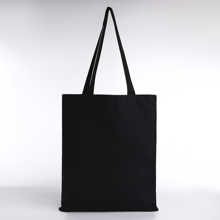 Шопер Шопер "Живи. Смейся. Люби", 35х0,5х40, принт с блёстками, без подклада, чёрный