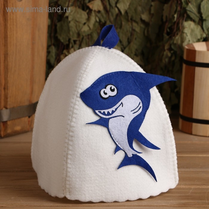 Шапка для бани с детской аппликацией Шапка для бани с детской аппликацией "Акуленок" войлок