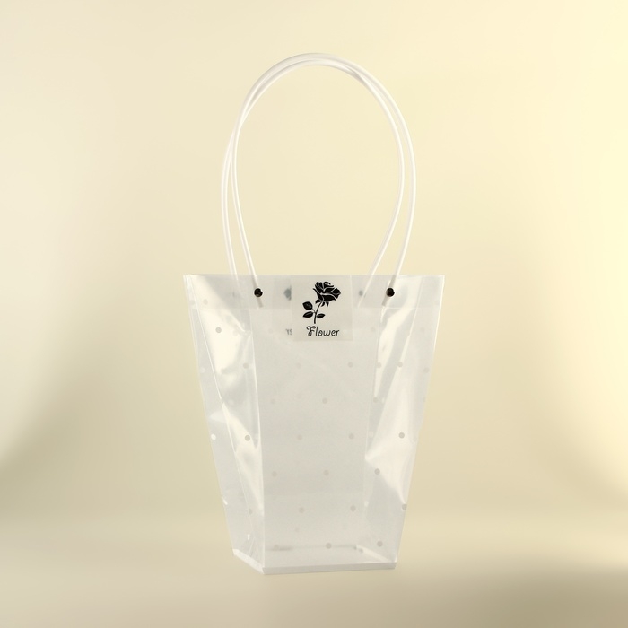 Сумка для цветов прозрачная,  Сумка для цветов прозрачная, "Горошек", влагостойкая, 26х24х12 см
