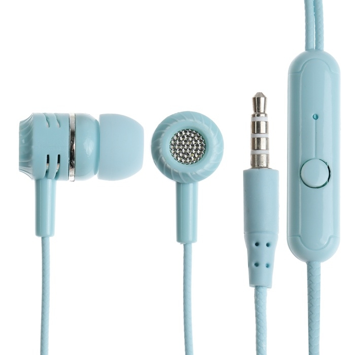 Наушники CB-52, проводные, вакуумные, микрофон, 1 м, Jack 3.5 мм, синие Наушники CB-52, проводные, вакуумные, микрофон, 1 м, Jack 3.5 мм, синие