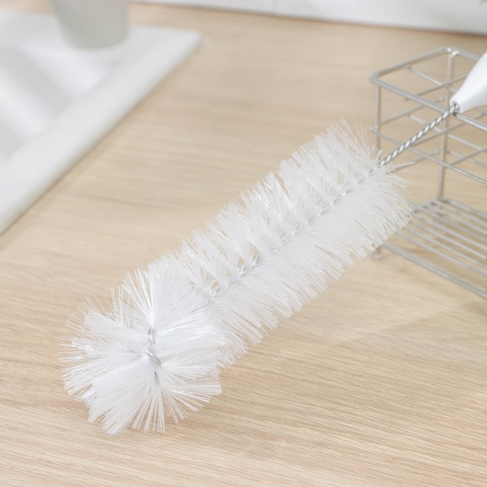 Ёрш для посуды Доляна Meli, 34×6 см, бамбуковая ручка, замшевая петелька Ёрш для посуды Доляна Meli, 34×6 см, бамбуковая ручка, замшевая петелька