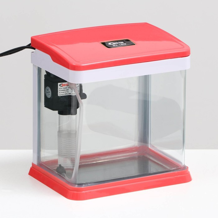 Аквариум SeaStar HX-180F в комплекте: LED-лампа, фильтр, 3,5 л, красный Аквариум SeaStar HX-180F в комплекте: LED-лампа, фильтр, 3,5 л, красный