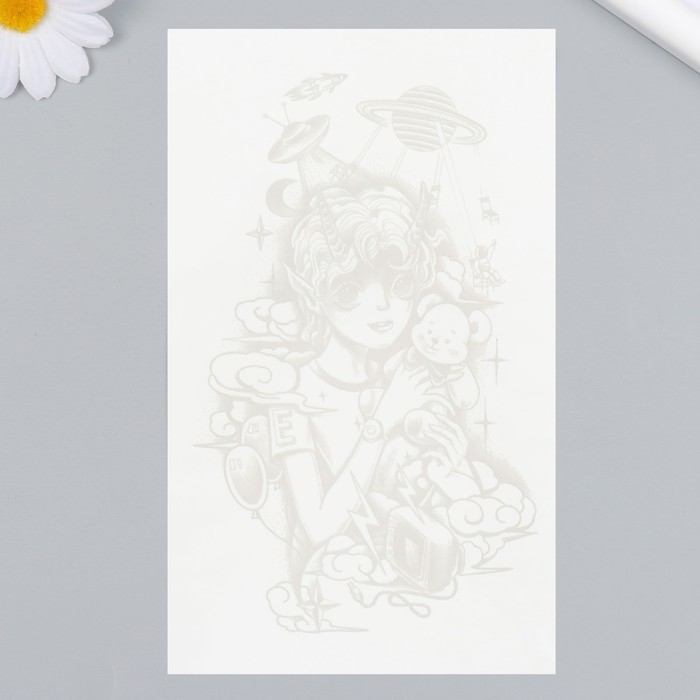 Татуировка на тело синяя Татуировка на тело синяя "Космический мальчик" 18х11 см