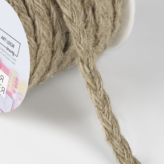 Тесьма декоративная холщовая «Косичка», 6 мм, 9 ± 0,5 м, цвет бежевый Тесьма декоративная холщовая «Косичка», 6 мм, 9 ± 0,5 м, цвет бежевый