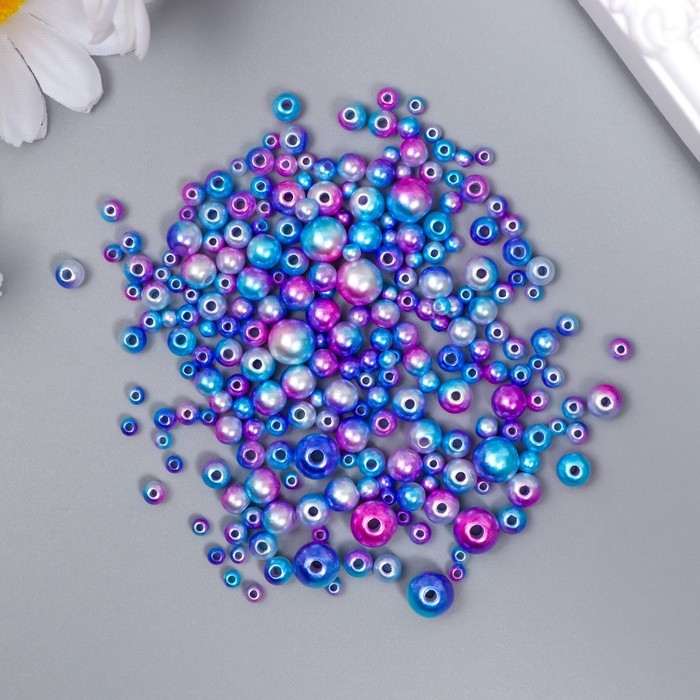 Бусины для творчества пластик Бусины для творчества пластик "Круглые. Градиент. Русалка фиолет" d=3-8 мм, набор 10 гр
