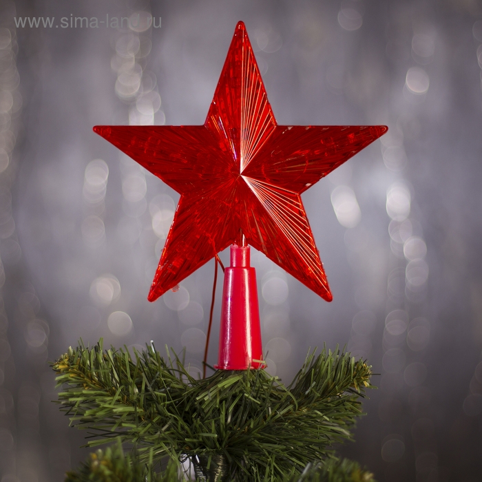 Светодиодная верхушка на ёлку «Звезда красная» 15 см, 10 LED, провод 2 метра, 220 В, свечение красное Светодиодная верхушка на ёлку «Звезда красная» 15 см, 10 LED, провод 2 метра, 220 В, свечение красное