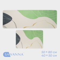 Коврики для кухни SAVANNA «Минт», 2 шт: 40×120 см, 40×60 см