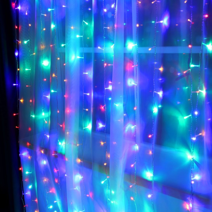 Гирлянда «Занавес» 2 × 3 м, IP20, прозрачная нить, 720 LED, свечение мульти, 8 режимов, 220 В Гирлянда «Занавес» 2 × 3 м, IP20, прозрачная нить, 720 LED, свечение мульти, 8 режимов, 220 В