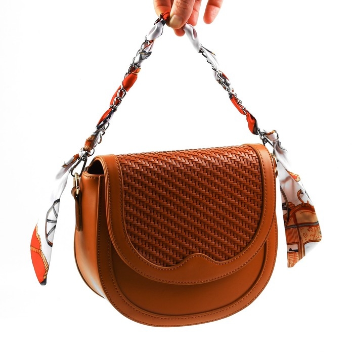 Цепочка с платком для сумки, с карабинами, 9 × 14 мм, 40 см, цвет красный/серебряный