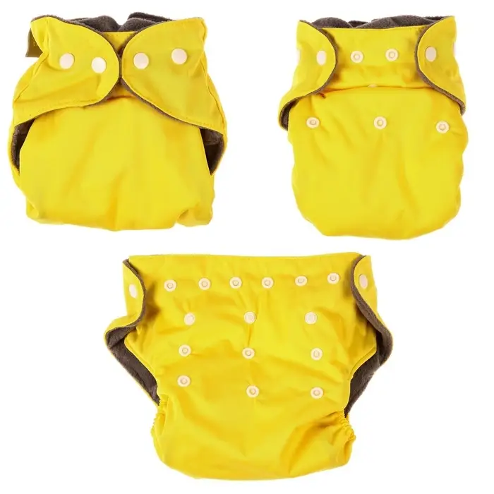 Многоразовый подгузник, угольно-бамбуковая ткань, 3-15 кг, цвет желтый, Крошка Я