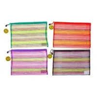 Папка-конверт &laquo;Полоска - сеточка&raquo; А4, на молнии, 23&times;34 см, МИКС