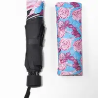 Зонт механический &laquo;Розы&raquo;, эпонж, 4 сложения, 8 спиц, R=48/55 см, d=96 см, МИКС