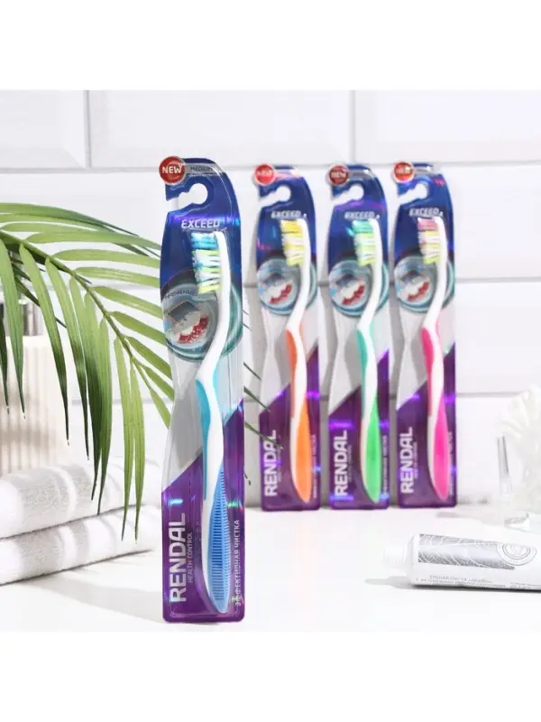 Зубная щётка Rendall Exceed, средней жёсткости, микс, 1 шт.