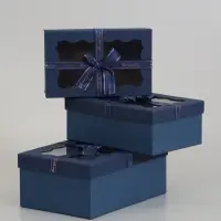 Набор подарочных коробок 3 в 1, прямоугольные с окном 23&times;16&times;9.5 21&times;14&times;8.0 19&times;12&times;6.5 см