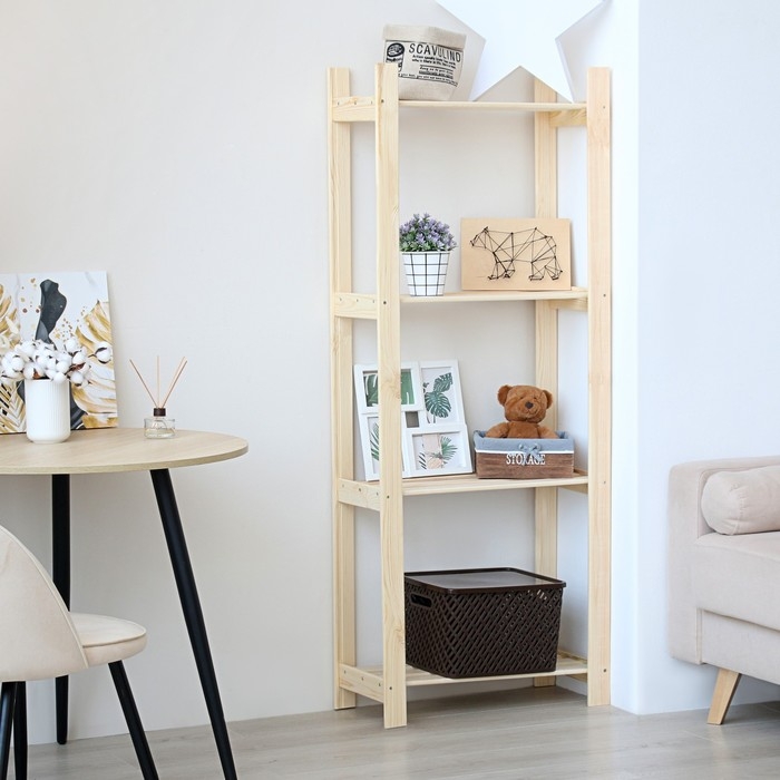 Стеллаж деревянный 4 полки 159 х 64 х 28 см "Альфа плюс"