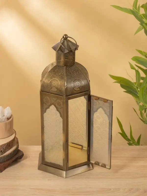 Подсвечник фонарь "Золотой шатёр" железо 20х20х42 см
