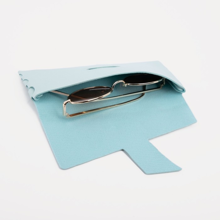 Футляр для очков на затяжке, длина 16 см, цвет голубой Футляр для очков на затяжке, длина 16 см, цвет голубой