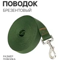 Поводок брезентовый, 5 м &times; 2.5 см, тёмно-зелёный