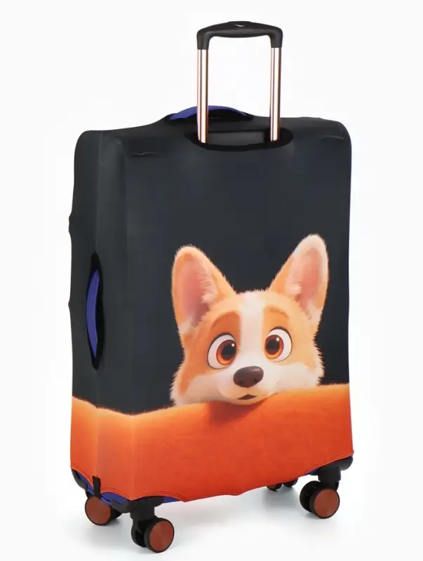Чехол для чемодана &laquo;Корги&raquo;, 24", чёрный