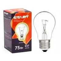 Лампа накаливания СТАРТ, Б, Е27, 75 Вт, 230 В