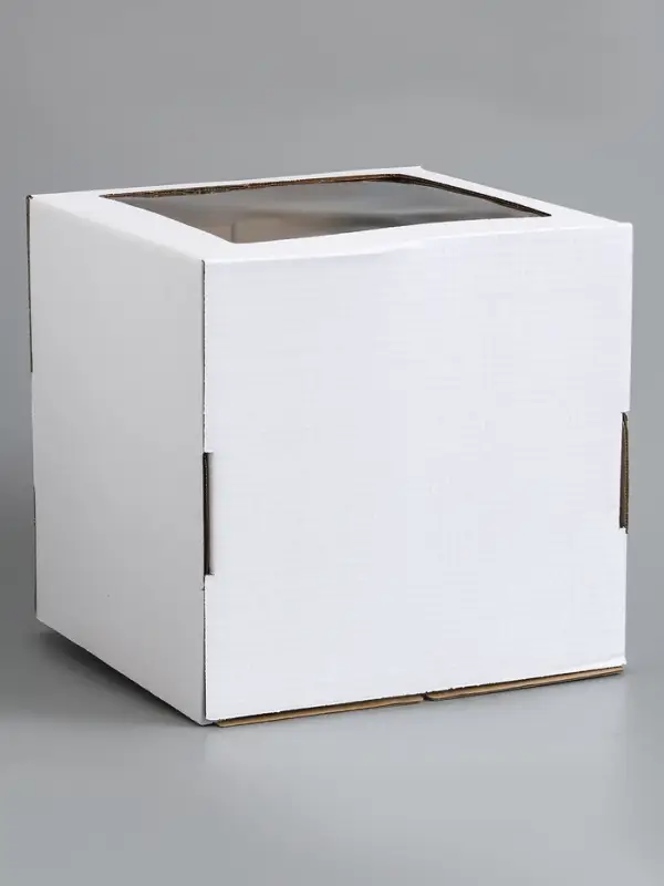 Коробка для торта, кондитерская, белая, с окном 30&times;30&times;30 см Набор 10 шт.