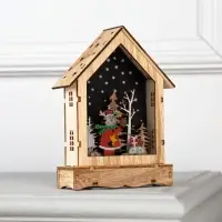Светодиодная фигура &laquo;Дом с оленем&raquo; 12&times;17&times;4 см, дерево, от батареек АААх2, свечение тёплое белое