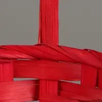 Корзина плетёная для хранения, 13&times;13&times;9.5 см, ручка h=21 см, бамбук, красная