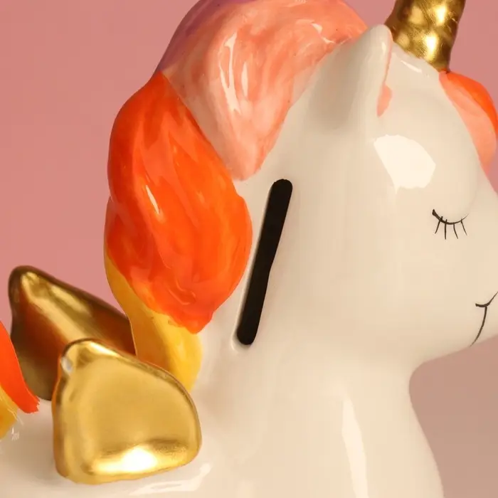 Копилка для денег &laquo;Единорожка с золотыми крылышками и рогом&raquo;, керамика, 15.5&times;6.9&times;18 см