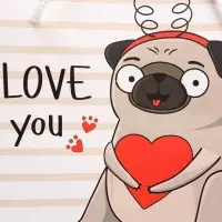 Пакет подарочный, упаковка, Love you, 25&times;22&times;10 см