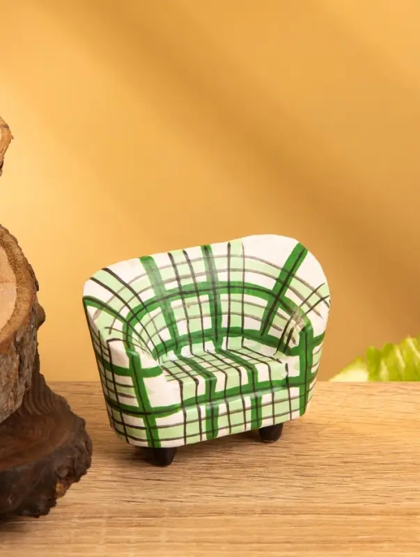 Сувенир дерево "Кресло клетчатое" цв. зелёный, 6х3,5х5 см