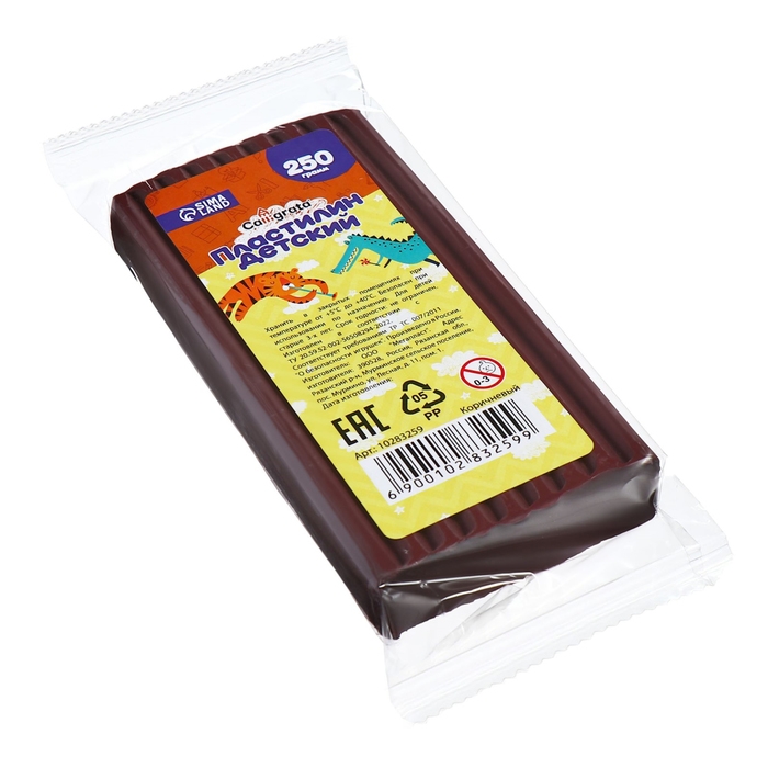 Пластилин 250г Calligrata Классический, коричневый Пластилин 250г Calligrata Классический, коричневый