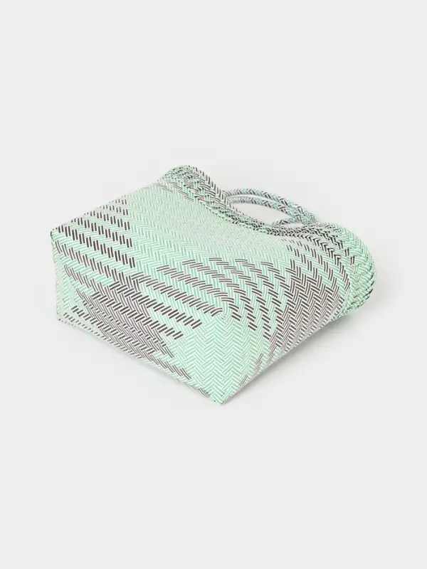 Сумка плетёная, 30&times;15&times;35 см, пластик, бирюзовая с чёрным