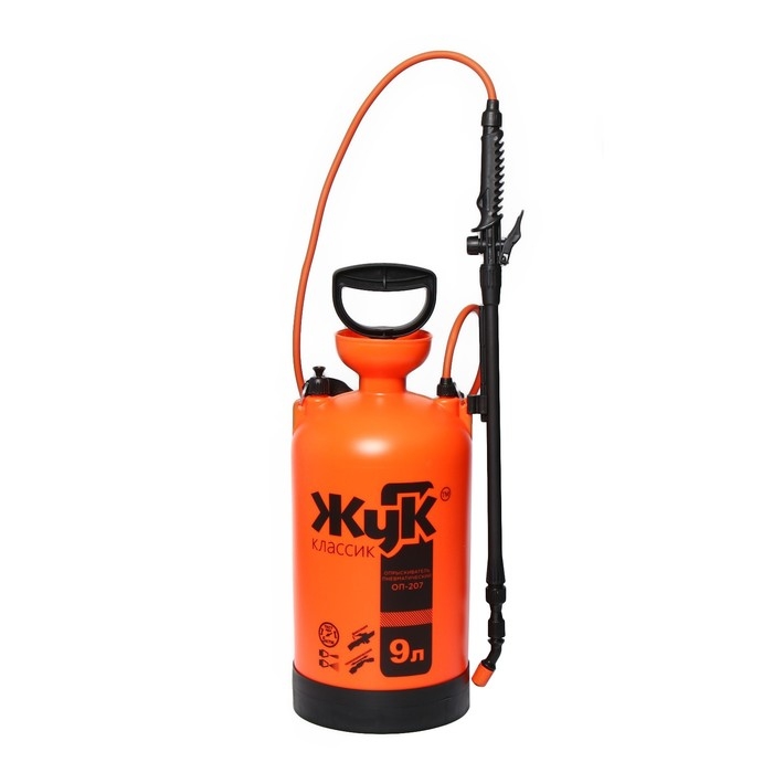 Опрыскиватель помповый, 9 л, термоусадка, пластиковый брандспойт, «Жук» Опрыскиватель помповый, 9 л, термоусадка, пластиковый брандспойт, «Жук»