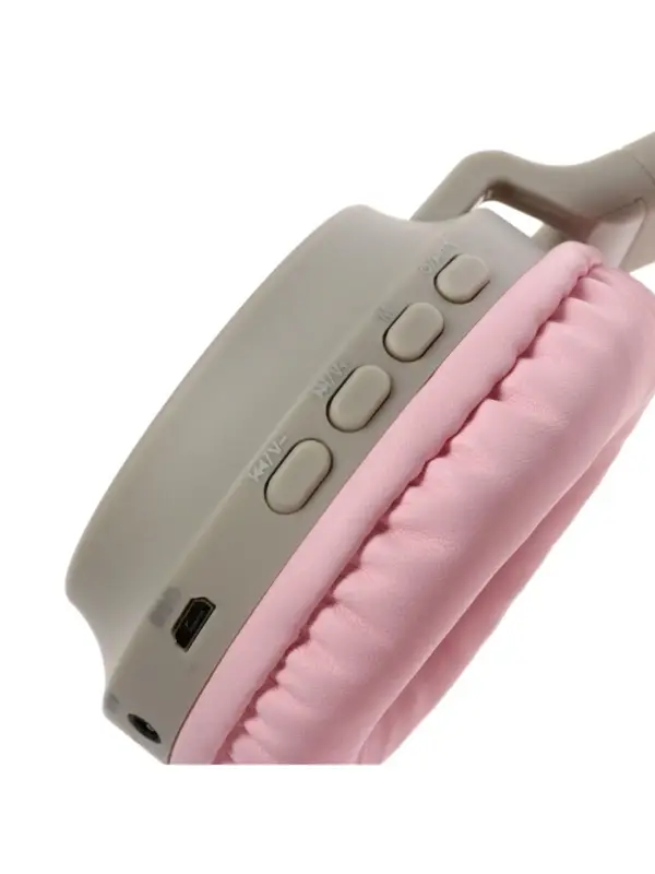 Наушники беспроводные, накладные, с ушками кошки, Hoco W27, Bluetooth 5.0, с микрофоном, с подсветкой, 300 мАч, серые