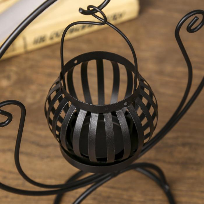 Подсвечник металл на 1 свечу  Подсвечник металл на 1 свечу "Круглая качель" чёрный 26х17,5х10,5 см