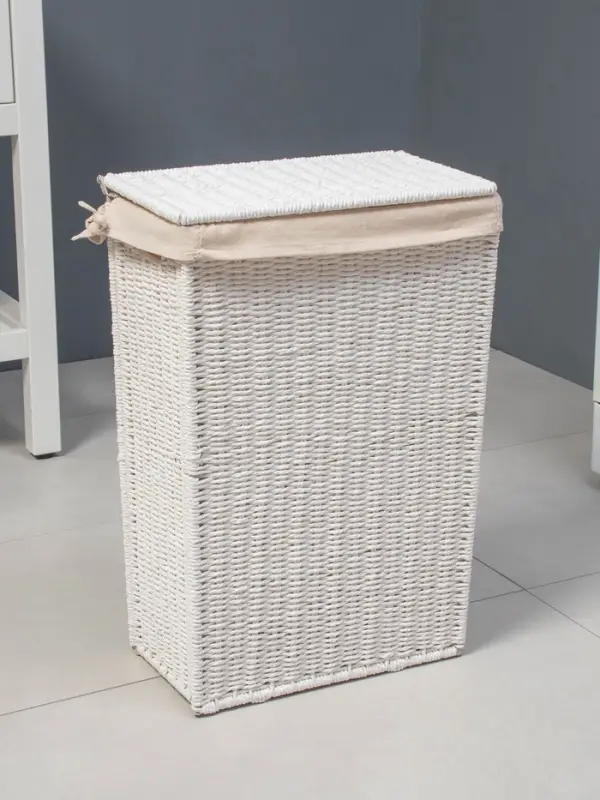 Корзина для белья LaDо́m &laquo;Классика&raquo;, прямоугольная, 45&times;27&times;64 см, белая