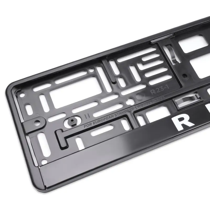 Рамка под номерной знак нижняя защёлка, шелкография "Russia" (чёрная, белая) AVS RN-06