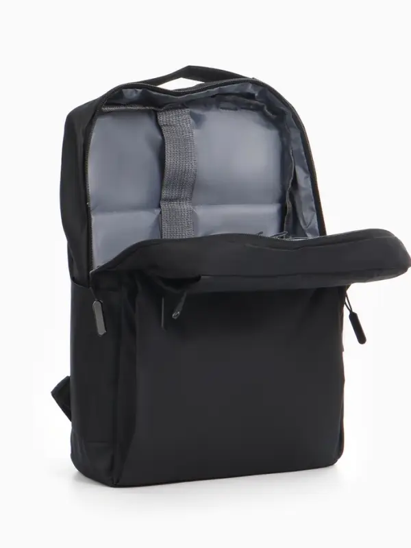 Рюкзак мужской на молнии, 2 наружных кармана, с USB, чёрный