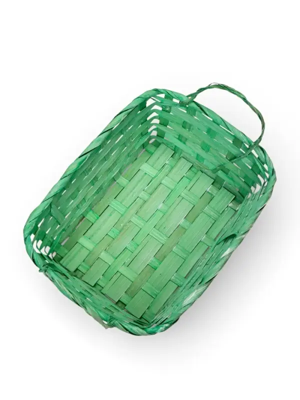 Корзина плетеная 24 х 20 х 8 см,боковые ручки, зеленый квадрат